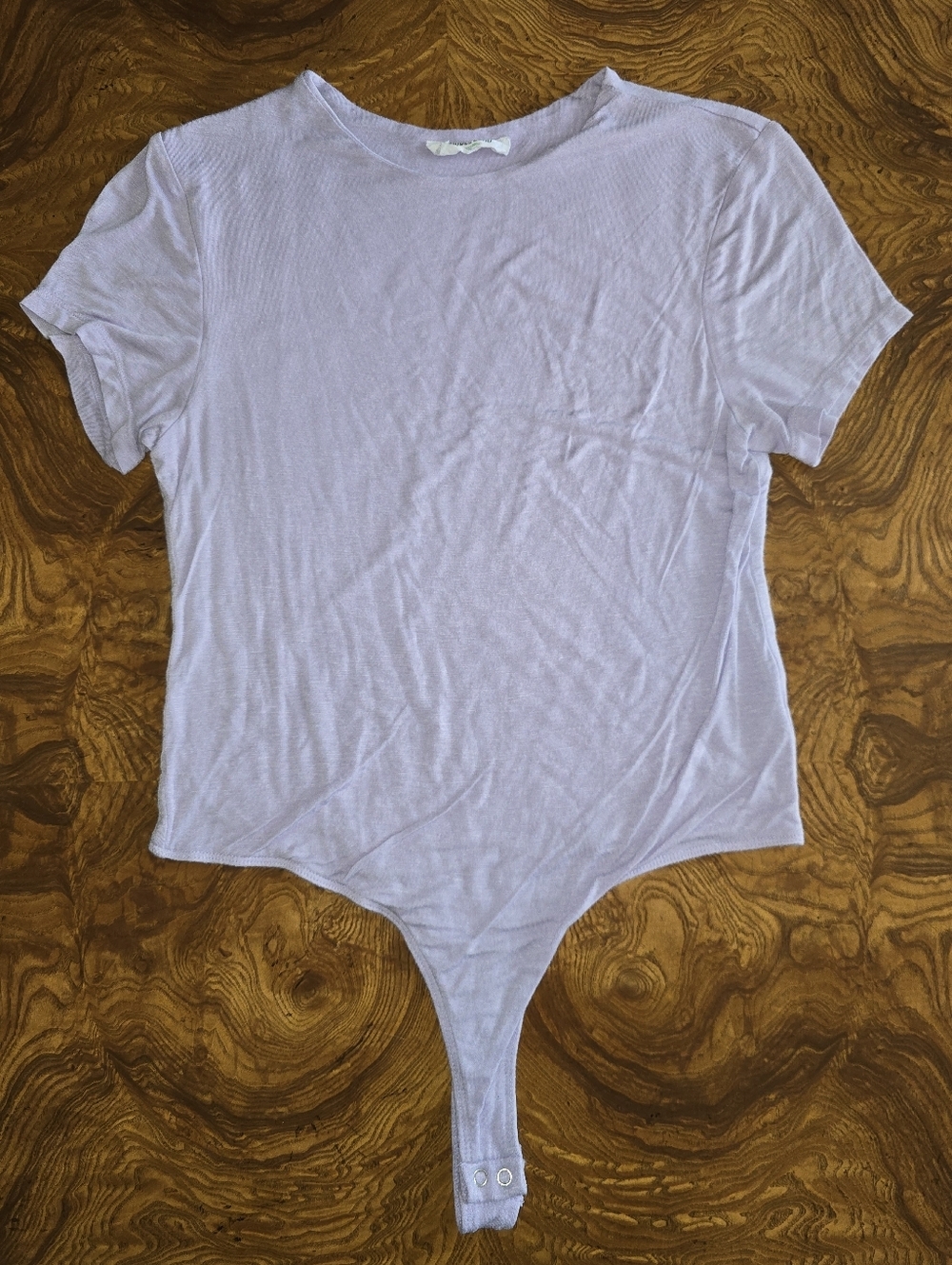 Double Zero Lavender Short Sleeve Crew Neck Bodysuit Size Large